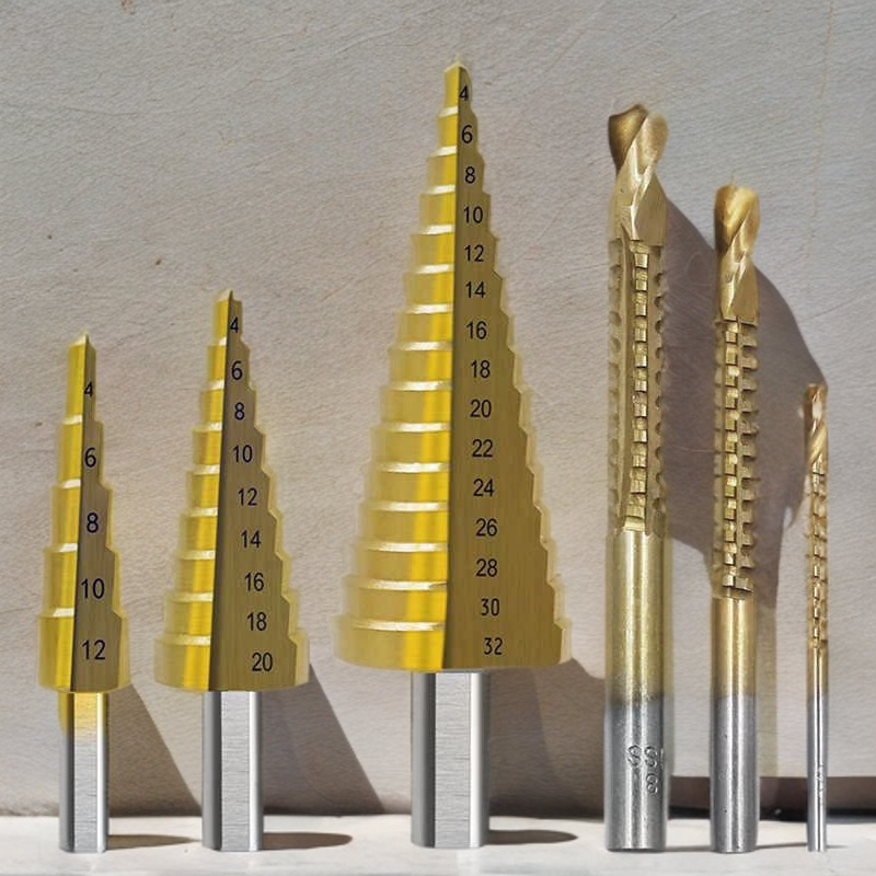 π© 6Pcs Titanium Step Drill Bit Set